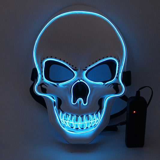 LED Glowing Four Mode White Plastic Skull Halloween Mask - Quaworth
