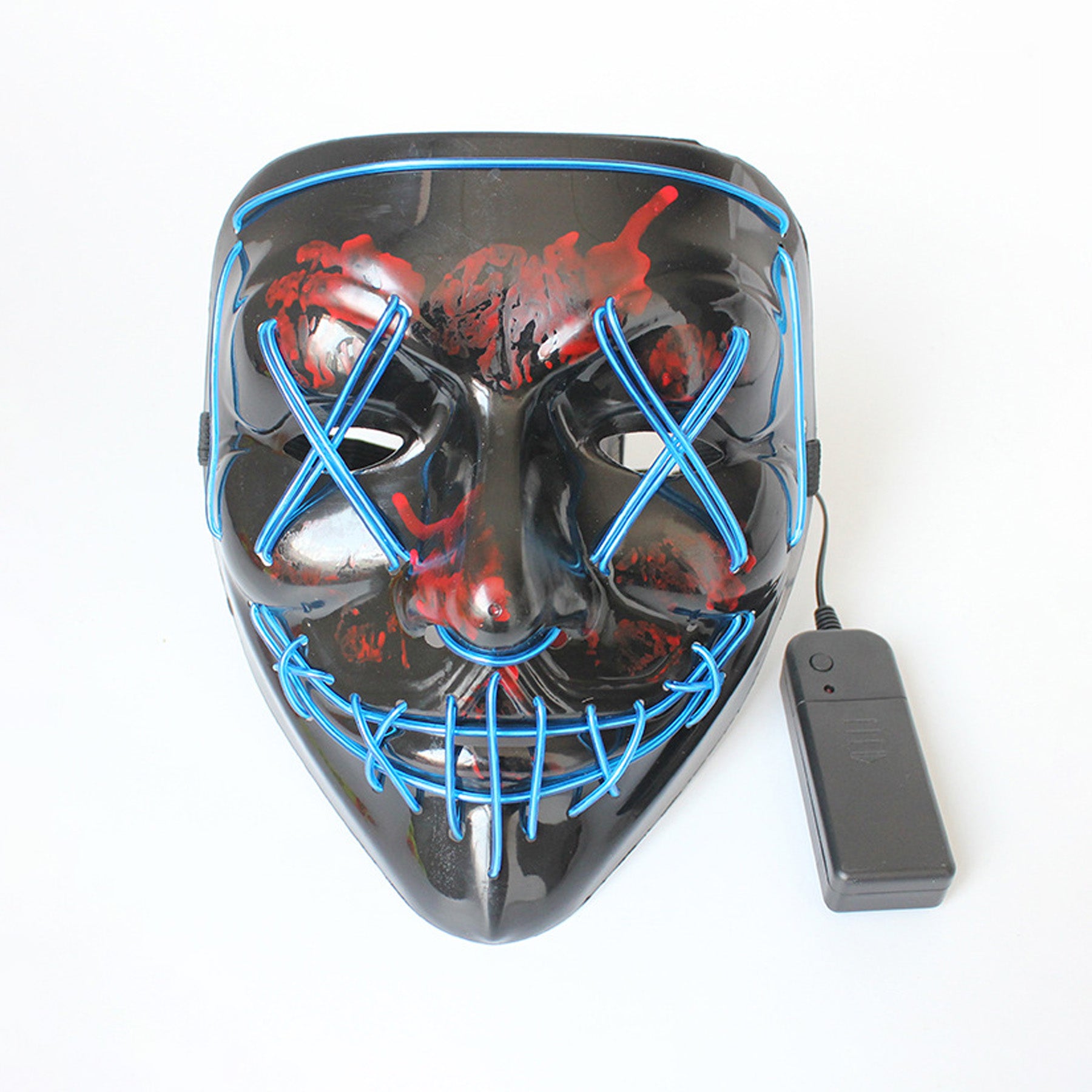 LED Glowing Four Mode Black Plastic Red Paint Vendetta Halloween Mask - Quaworth