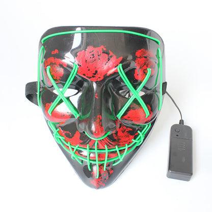 LED Glowing Four Mode Black Plastic Red Paint Vendetta Halloween Mask - Quaworth