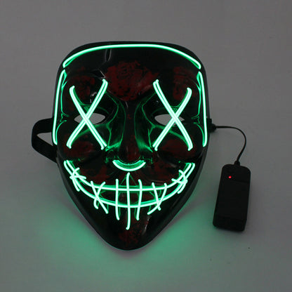 LED Glowing Four Mode Black Plastic Red Paint Vendetta Halloween Mask - Quaworth