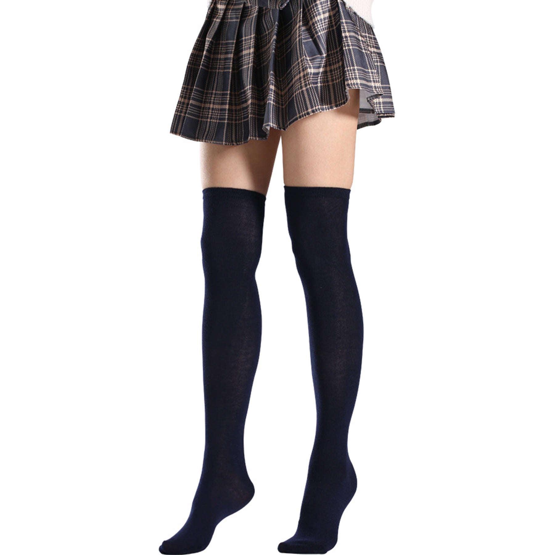 Three Bar Thigh High Socks - Quaworth