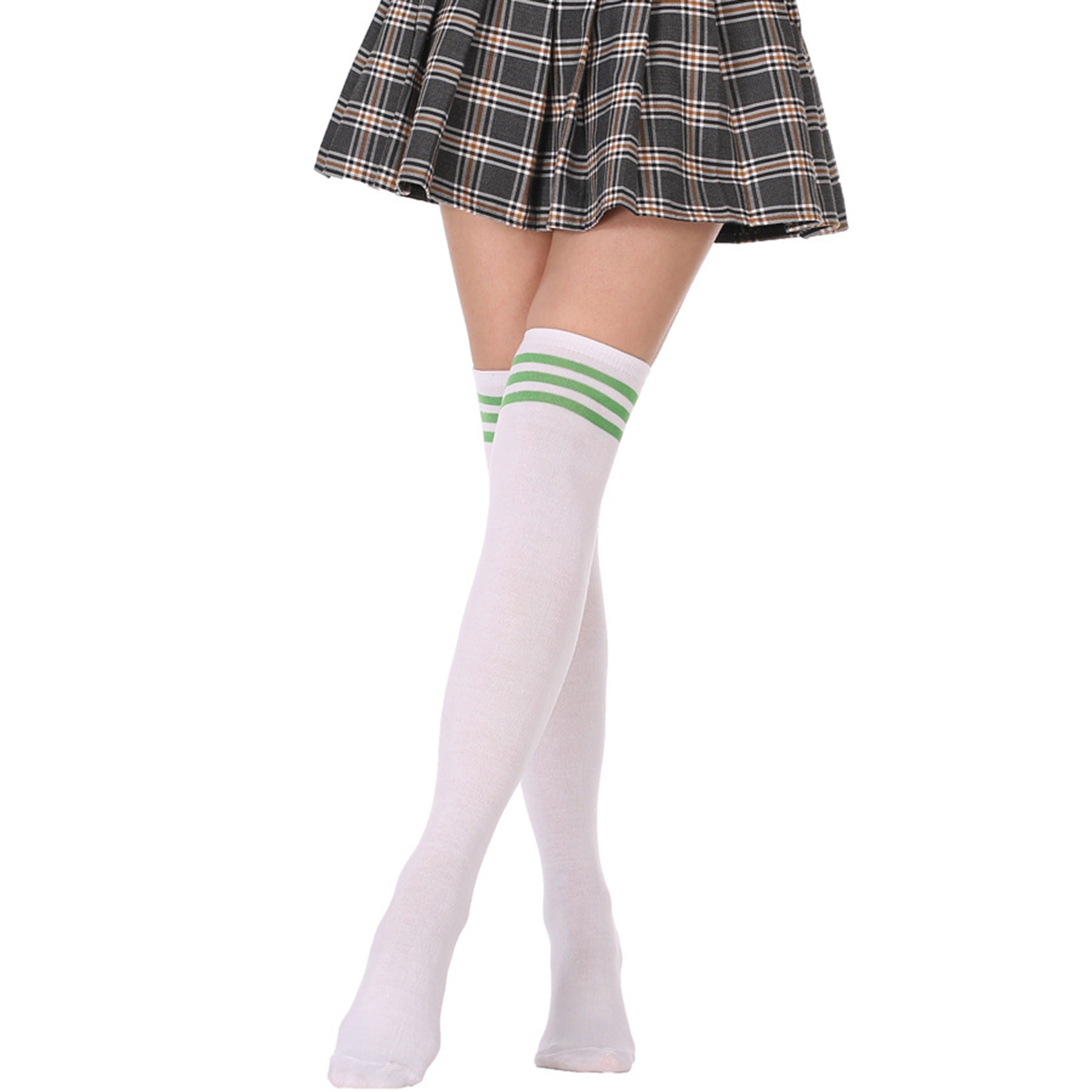 Three Bar Thigh High Socks - Quaworth