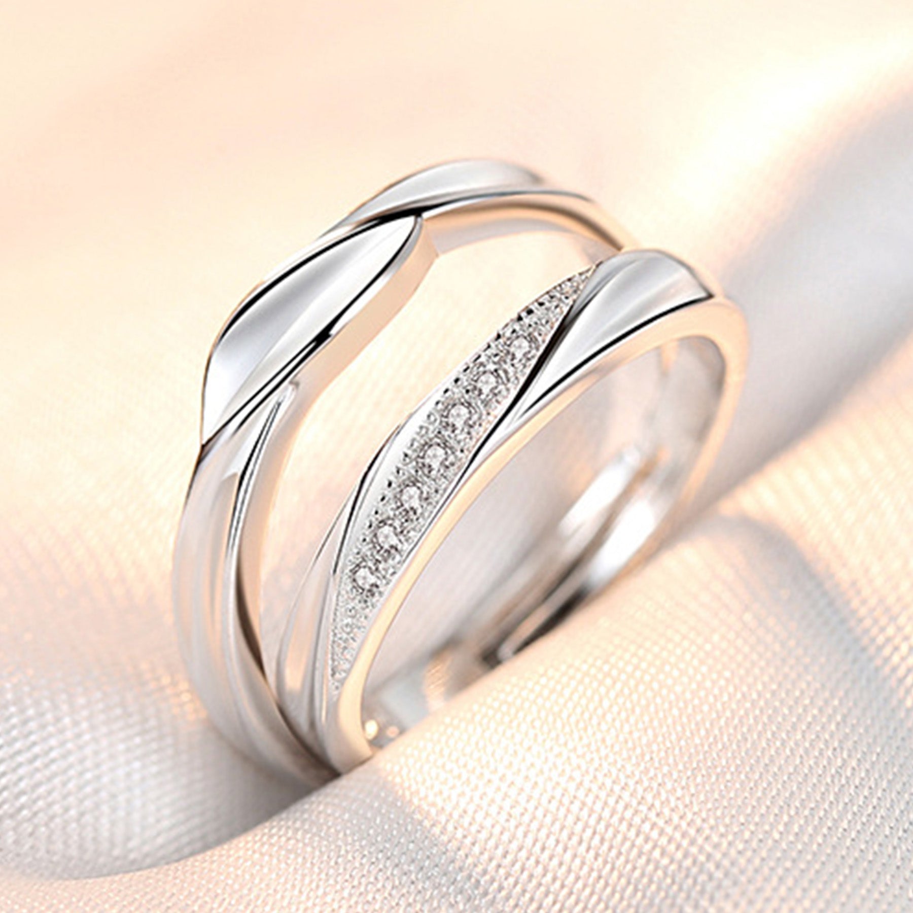 White Rhodium Plated Zircon Adjustable Ring - Quaworth