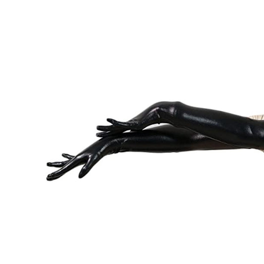 Solid Color Glossy Wet Look Opera Gloves - Quaworth
