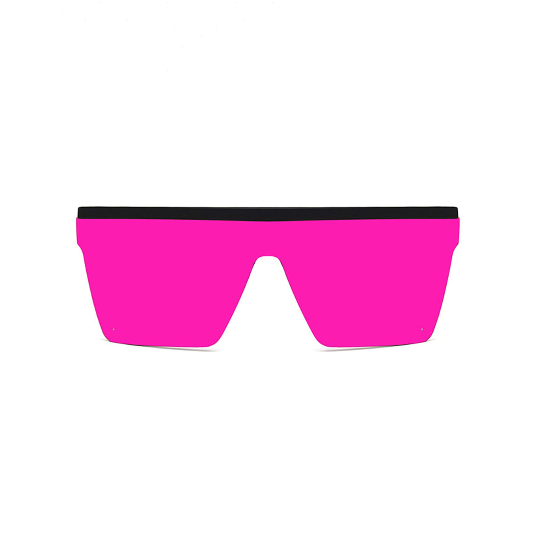 Large Square Flat Top Frame One Piece Shield Mirror Lens Sunglasses - Quaworth