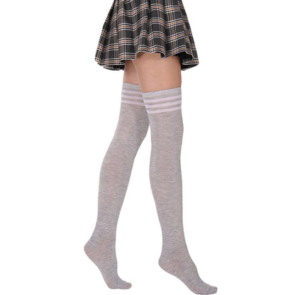 Three Bar Thigh High Socks - Quaworth