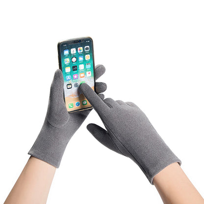 Solid Color Thermal Dralon Velvet Touch Screen Wrist Gloves - Quaworth