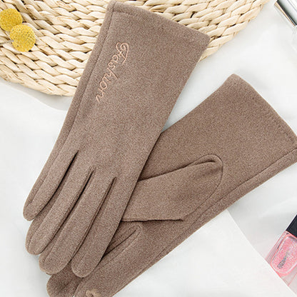 Solid Color Thermal Dralon Velvet Touch Screen Wrist Gloves - Quaworth
