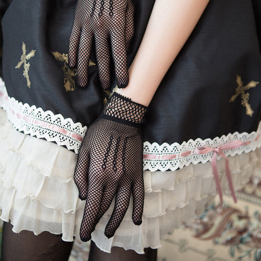 Fishnet Mesh Wrist Gloves - Quaworth