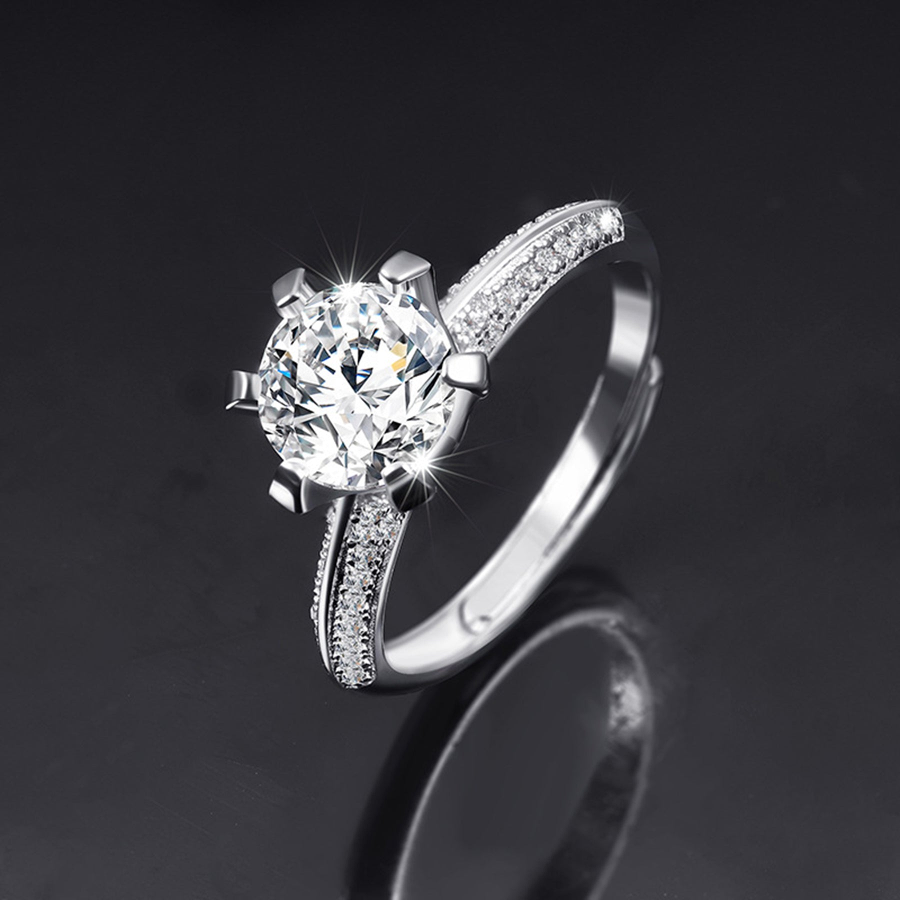 Moissanite Adjustable Open Band Ring - Quaworth