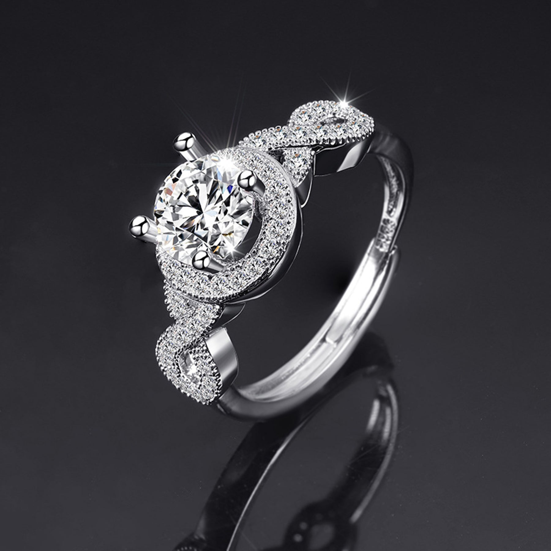 Moissanite Adjustable Open Band Ring - Quaworth