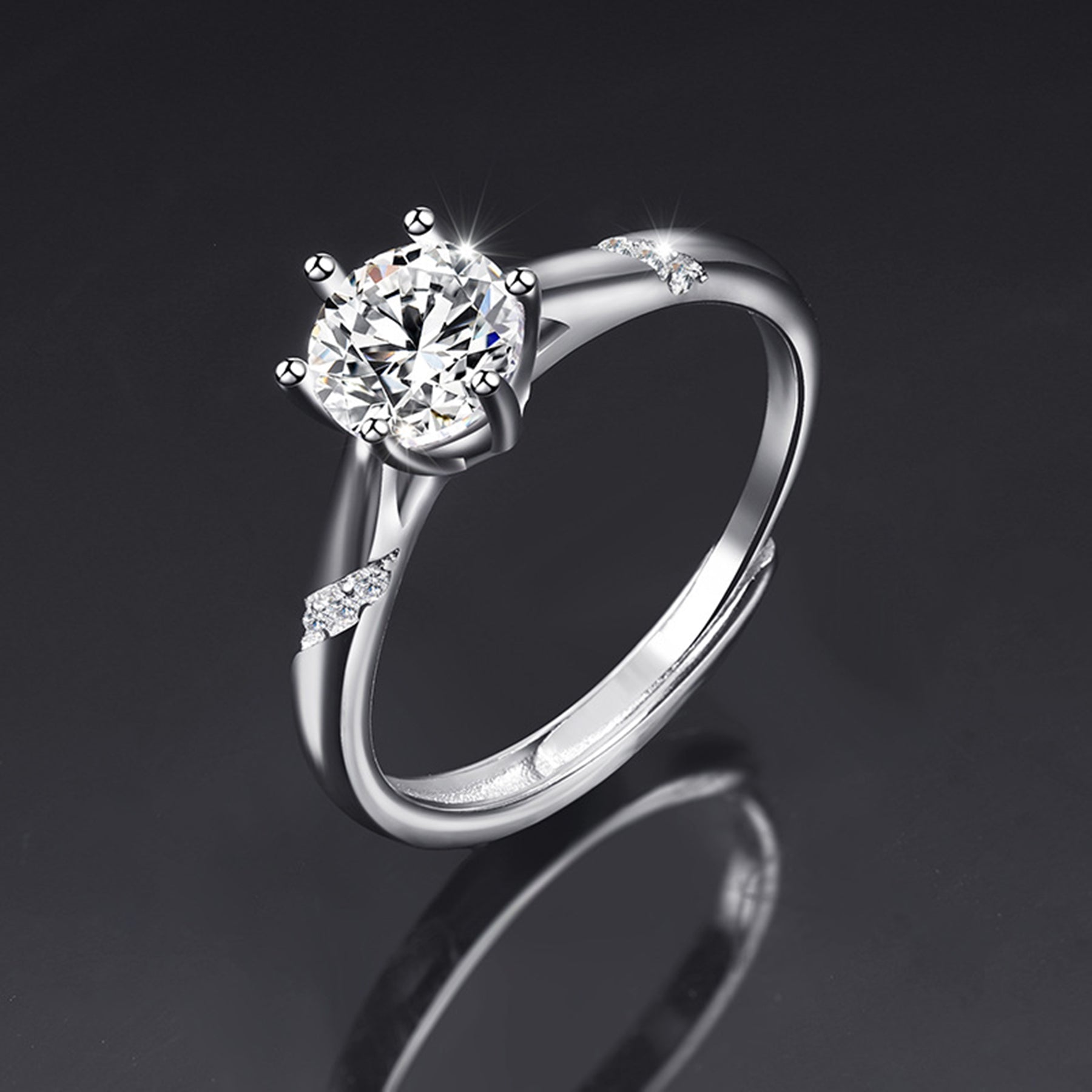 Moissanite Adjustable Open Band Ring - Quaworth