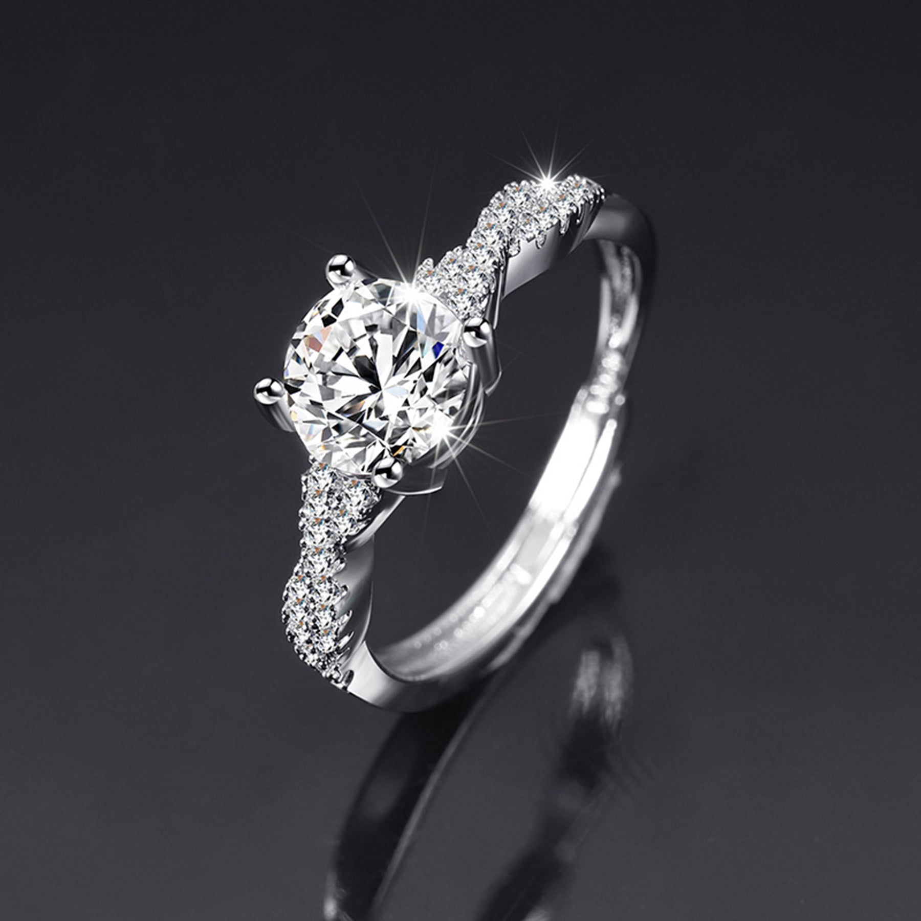 Moissanite Adjustable Open Band Ring - Quaworth