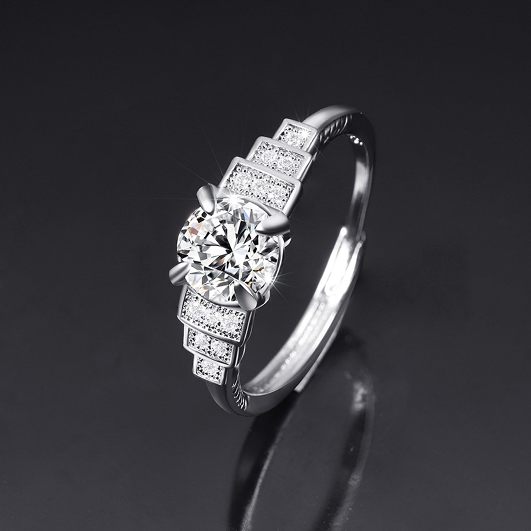 Moissanite Adjustable Open Band Ring - Quaworth