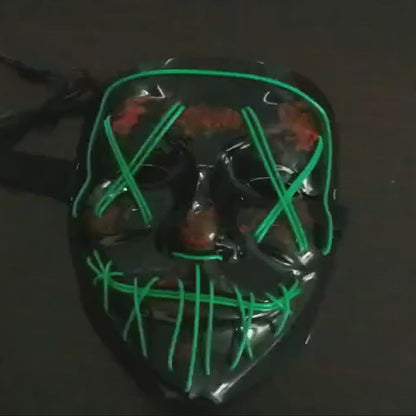 LED Glowing Four Mode Black Plastic Red Paint Vendetta Halloween Mask