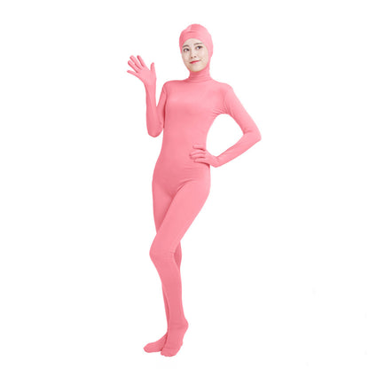 Solid Color Open Face Hood Lycra Gloved Zentai Bodysuit (Pack of 2) - Quaworth