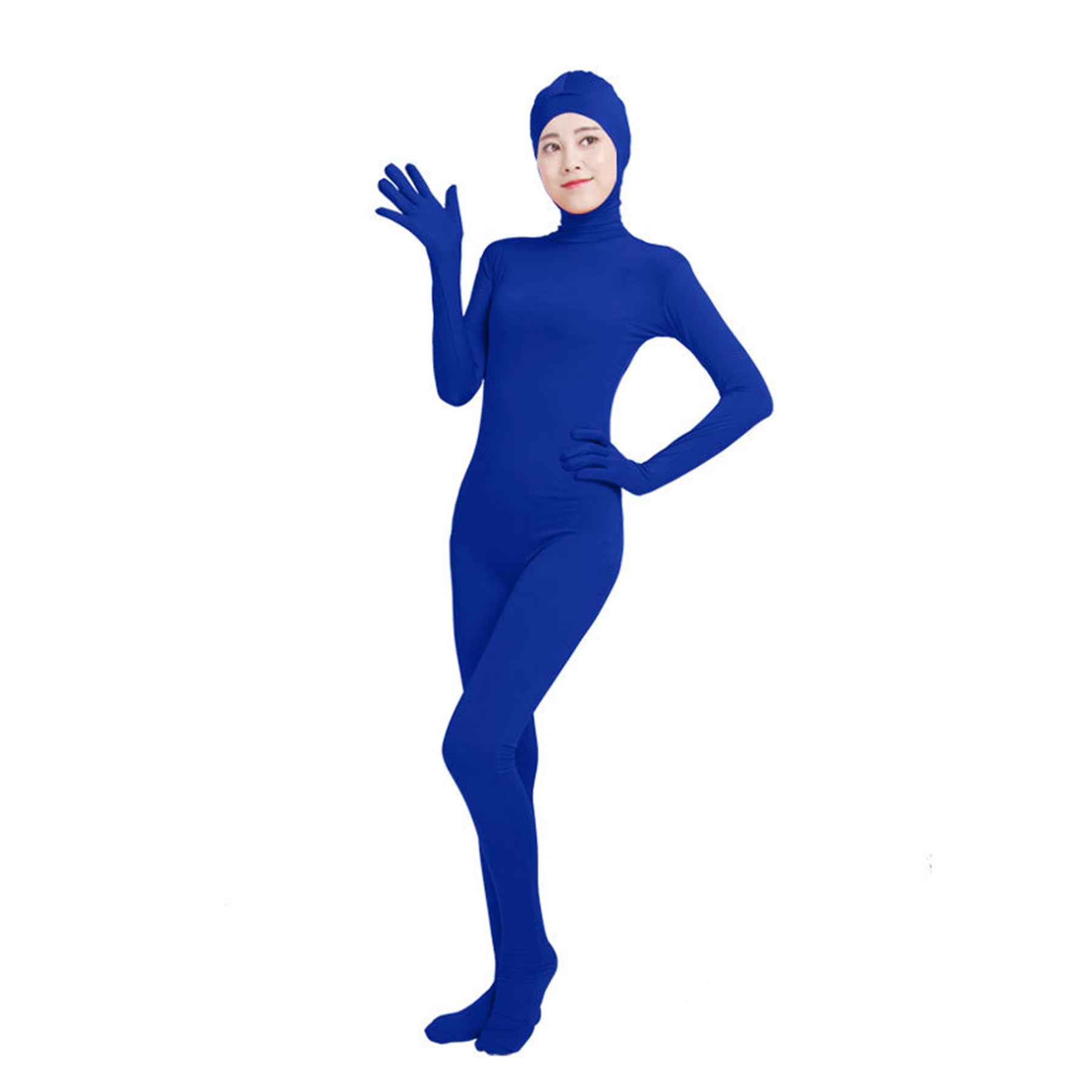 Solid Color Open Face Hood Lycra Gloved Zentai Bodysuit (Pack of 2) - Quaworth