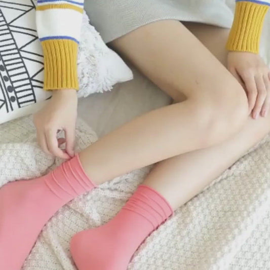 Solid Color Loose Crew Socks