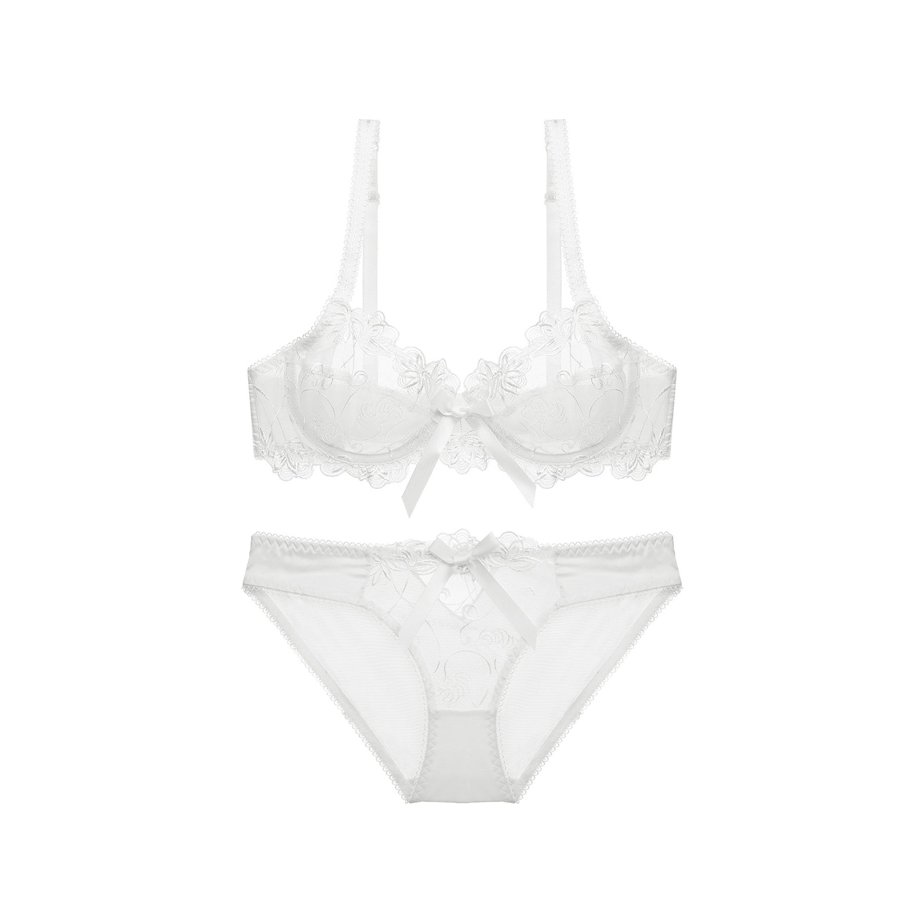 Lace See Through Floral Underwear Set - Quaworth