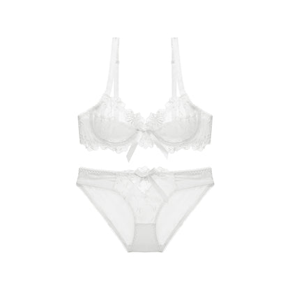 Lace See Through Floral Underwear Set - Quaworth