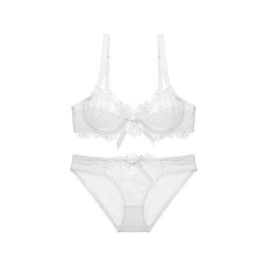 Lace See Through Floral Underwear Set - Quaworth