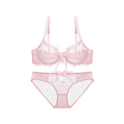 Lace See Through Floral Underwear Set - Quaworth