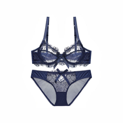 Lace See Through Floral Underwear Set - Quaworth