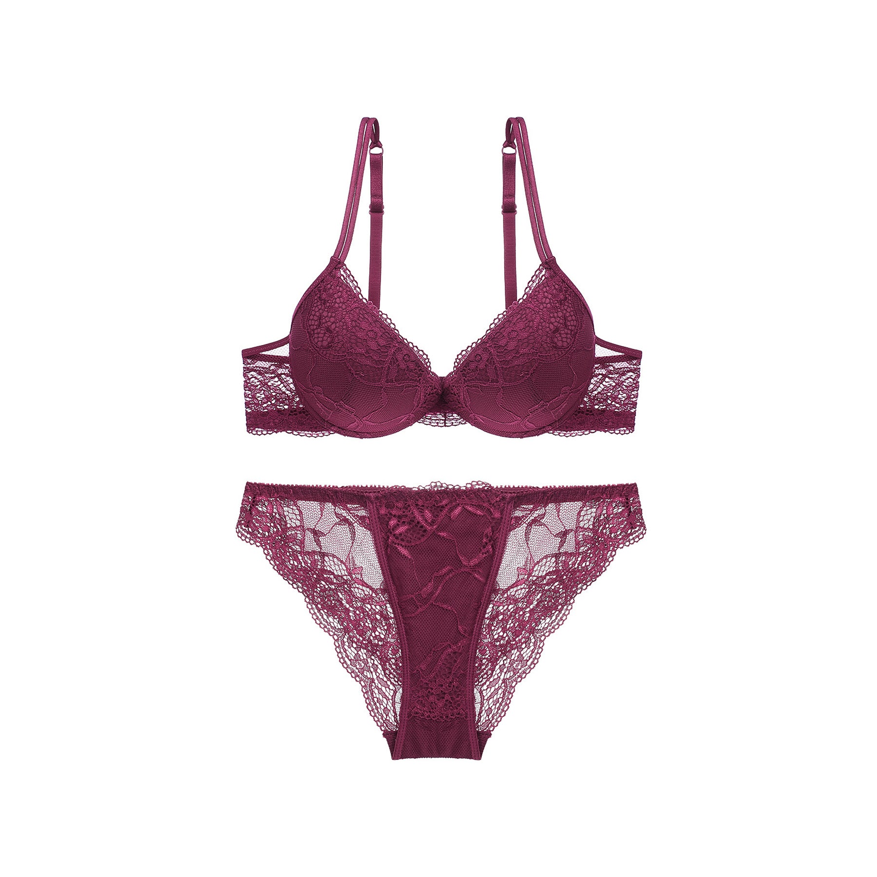 Lace Floral Push Up Underwear Set - Quaworth