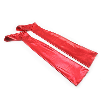 Solid Color Glossy Wet Look Thigh High Stockings - Quaworth
