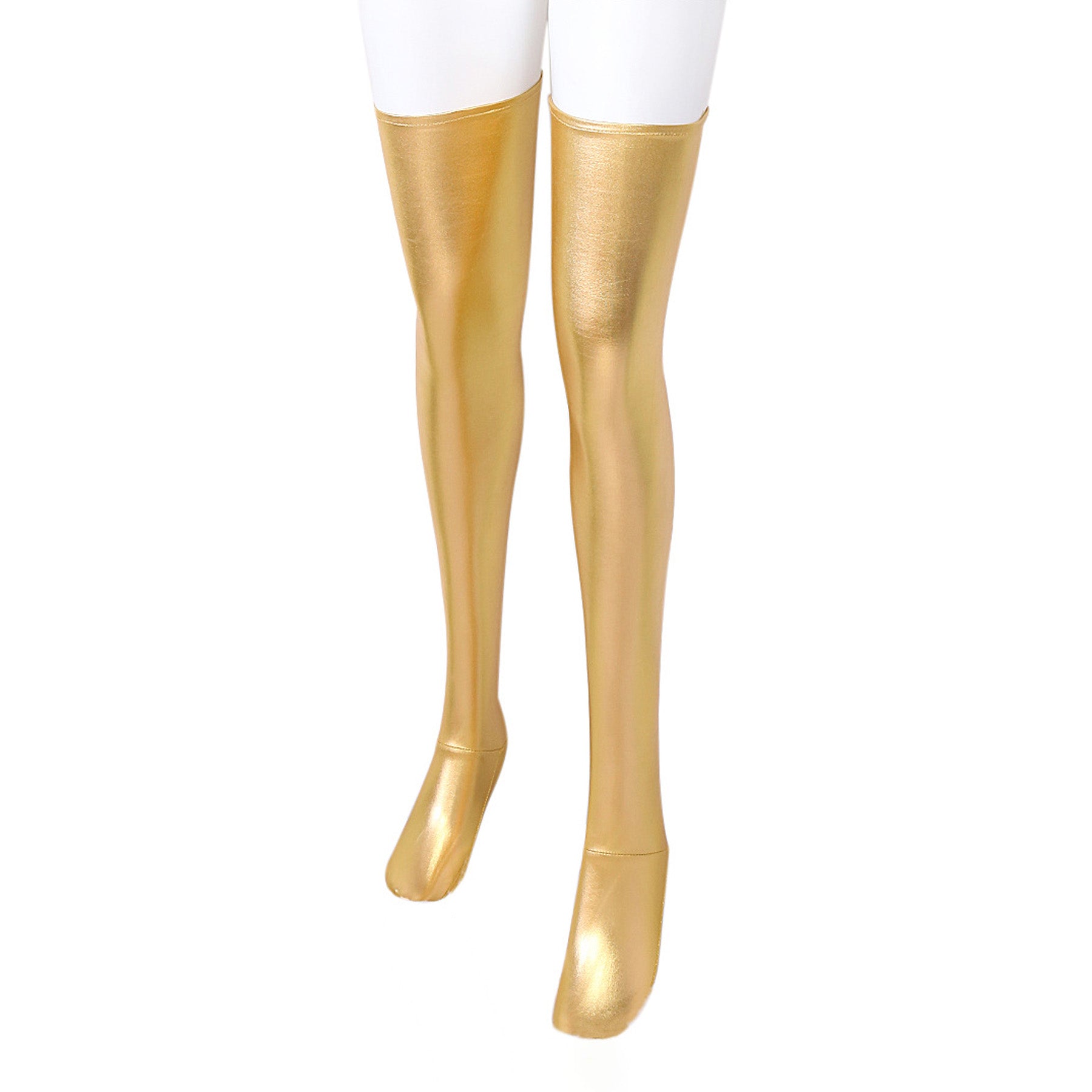 Solid Color Glossy Wet Look Thigh High Stockings - Quaworth