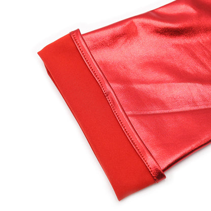 Solid Color Glossy Wet Look Thigh High Stockings - Quaworth