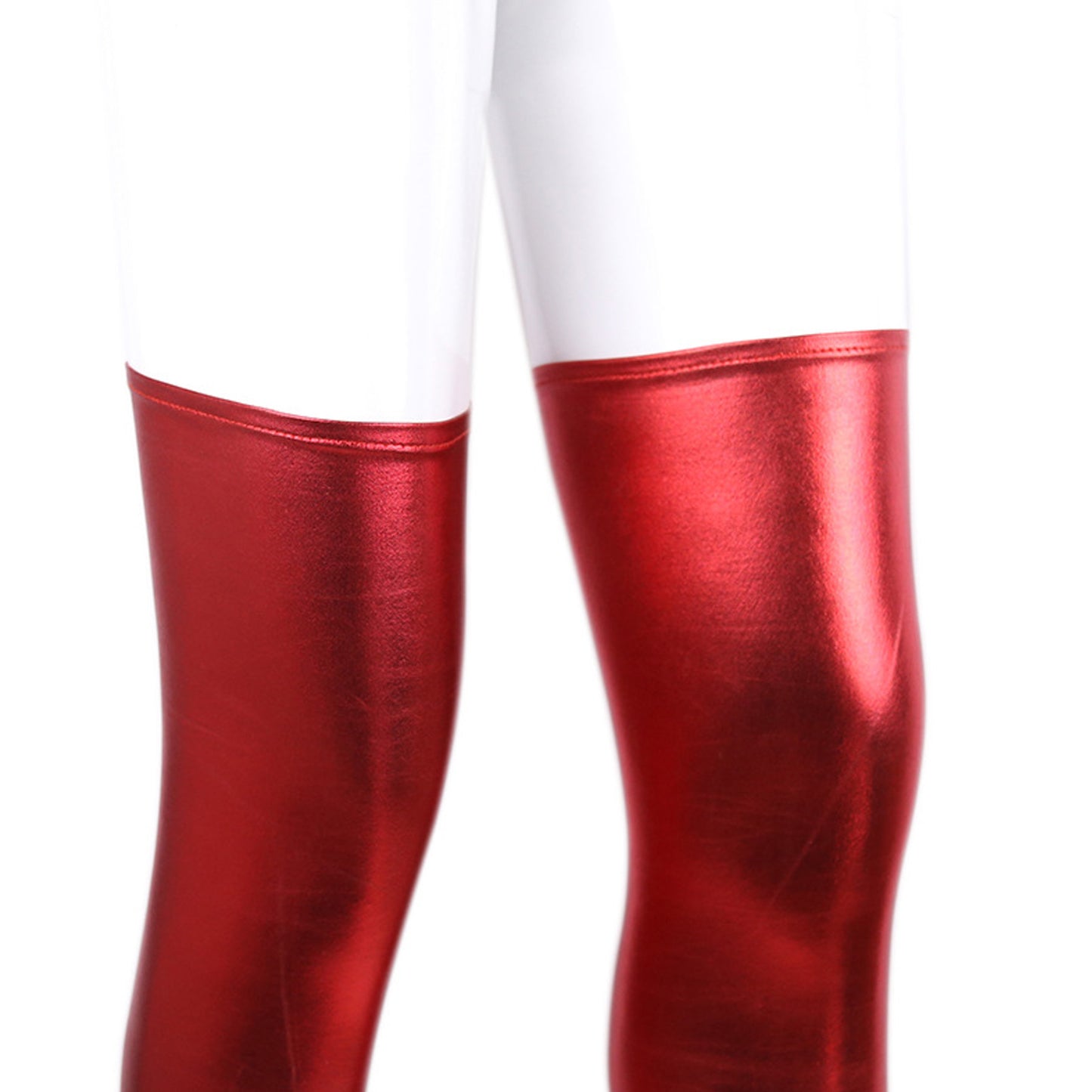 Solid Color Glossy Wet Look Thigh High Stockings - Quaworth
