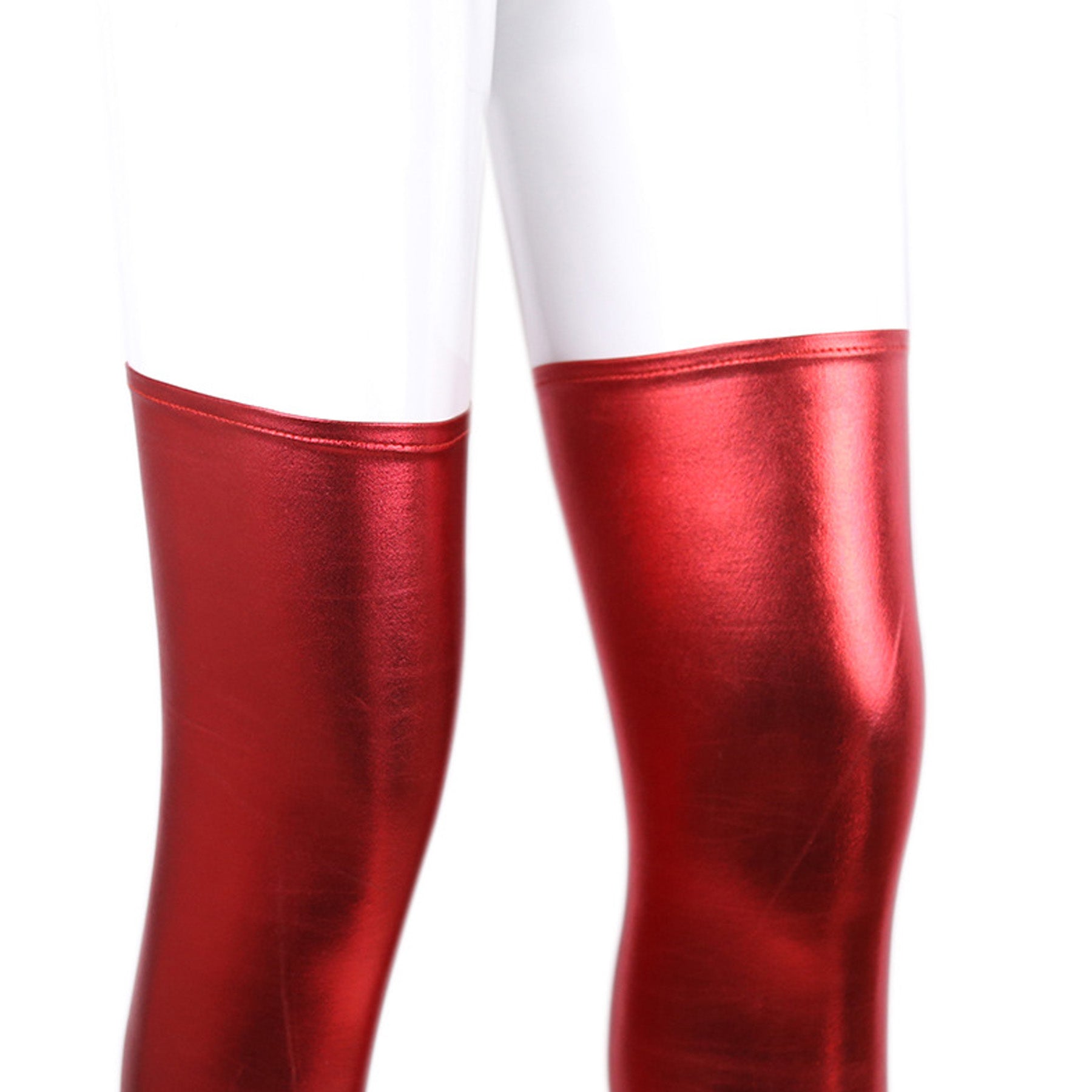 Solid Color Glossy Wet Look Thigh High Stockings - Quaworth