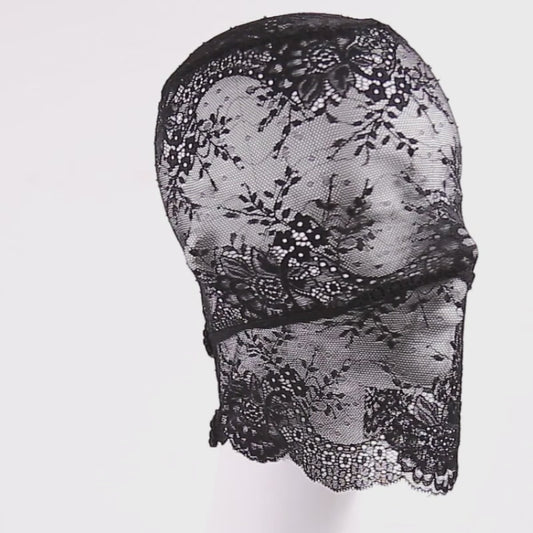 Lace Floral Embroidered Hood Mask
