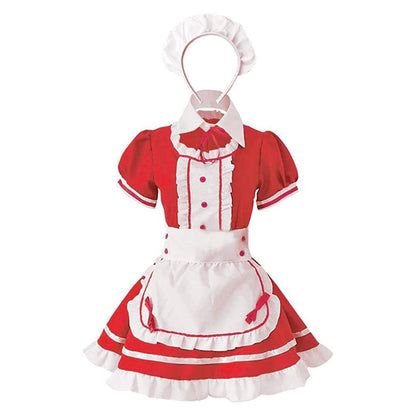 Puff Sleeve Button Bow Apron Maid Dress - Quaworth