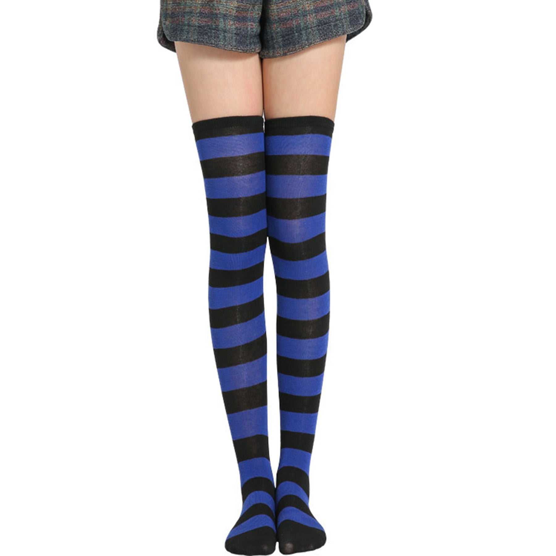Wide Striped Thigh High Socks - Quaworth