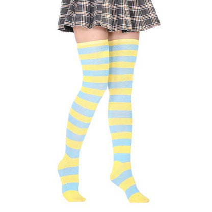 Wide Striped Thigh High Socks - Quaworth