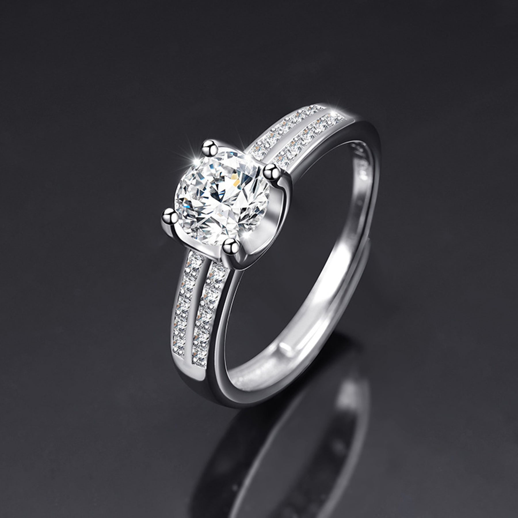 Moissanite Adjustable Open Band Ring - Quaworth