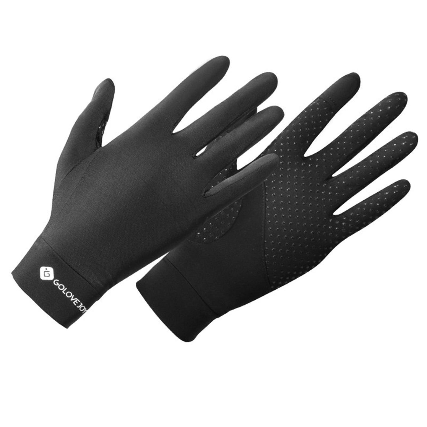 Solid Color Sunscreen Silicon Nonslip Touchscreen Ice Silk Wrist Gloves - Quaworth
