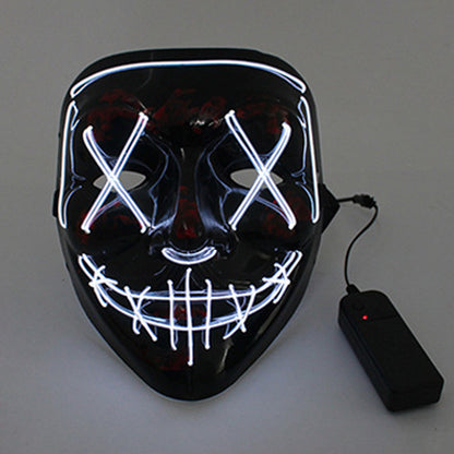 LED Glowing Four Mode Black Plastic Red Paint Vendetta Halloween Mask - Quaworth