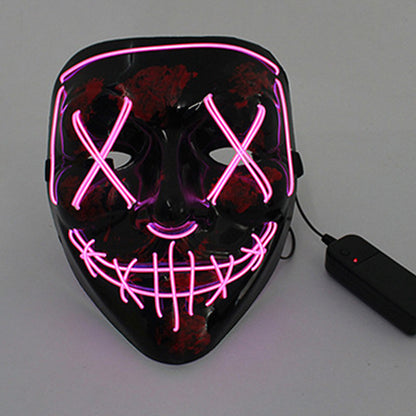 LED Glowing Four Mode Black Plastic Red Paint Vendetta Halloween Mask - Quaworth