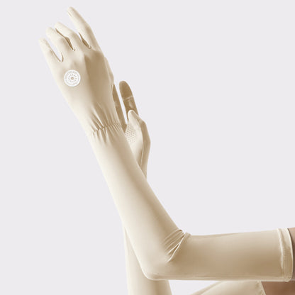 Solid Color Sunscreen Silicon Nonslip Touchscreen Ice Silk Skincare Opera Gloves - Quaworth