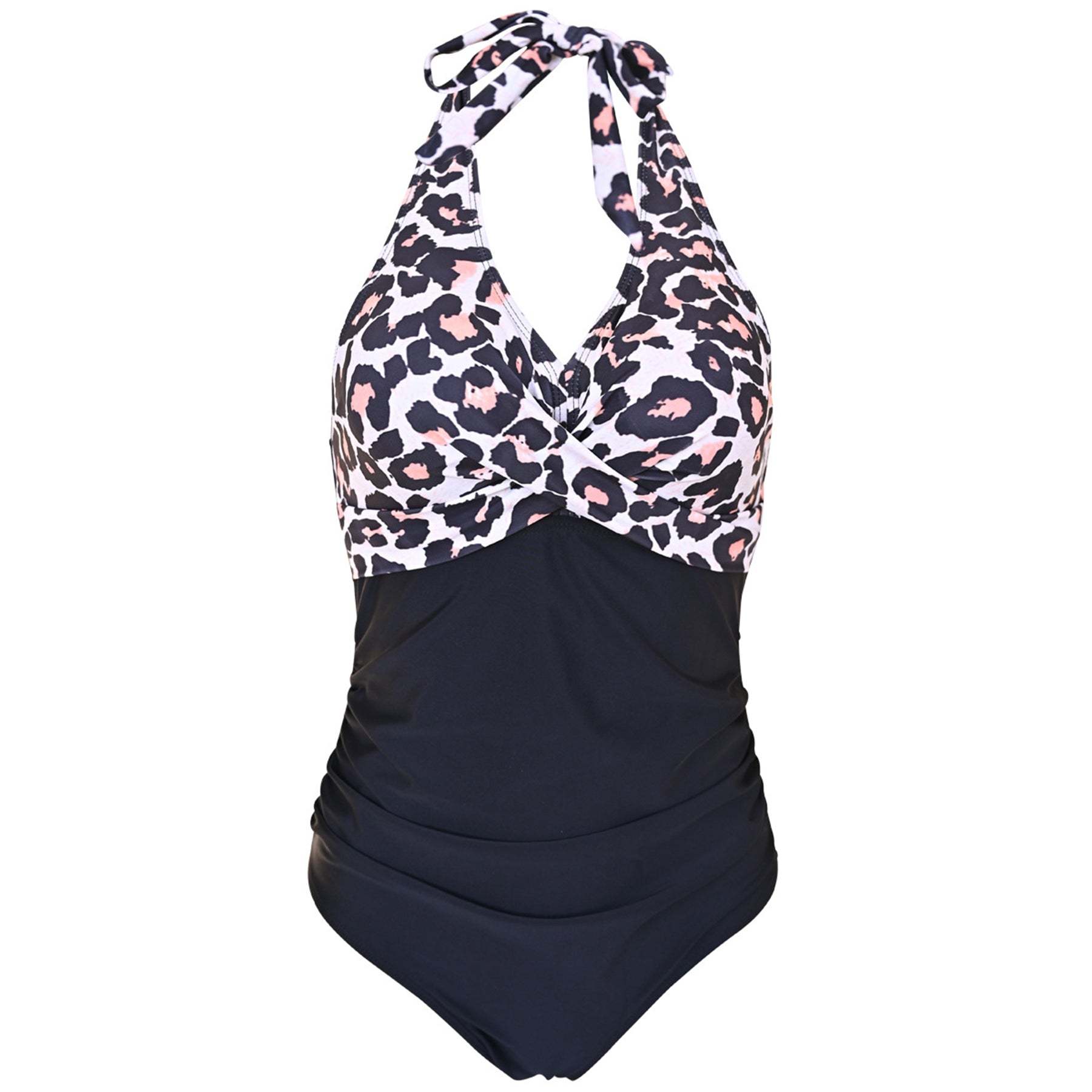Floral Print V Neck Cross Chest Backless One Piece Swimsuit - Quaworth