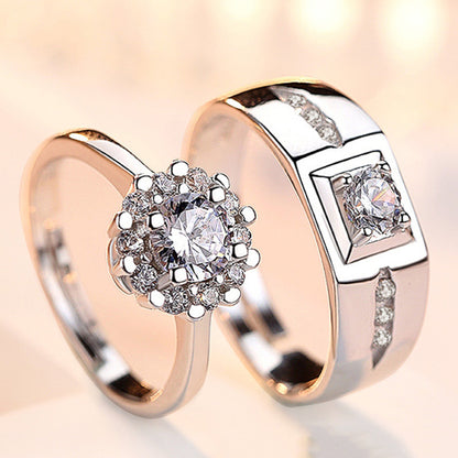 White Rhodium Plated Zircon Adjustable Ring - Quaworth