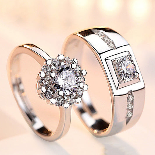 White Rhodium Plated Zircon Adjustable Ring - Quaworth
