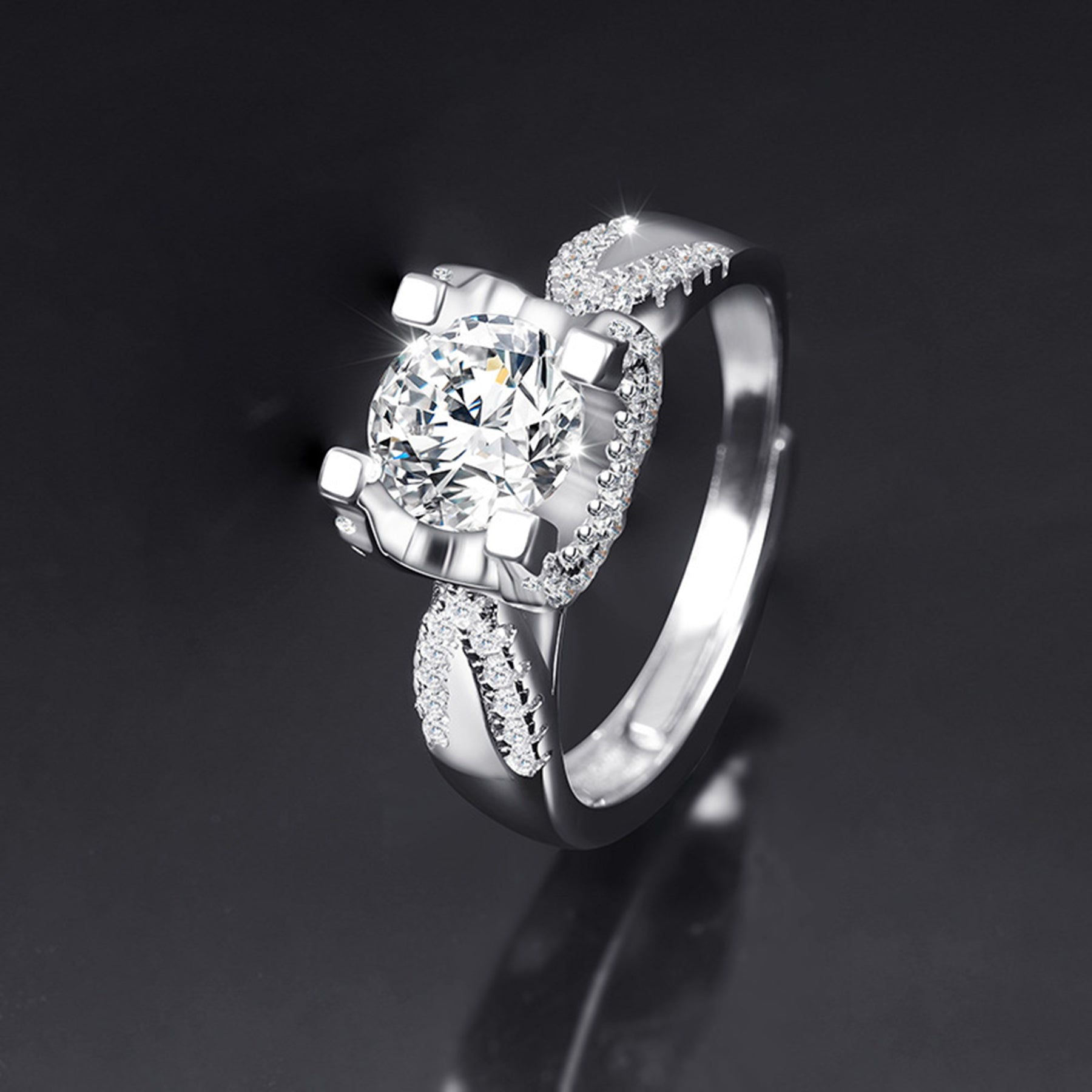 Moissanite Adjustable Open Band Ring - Quaworth