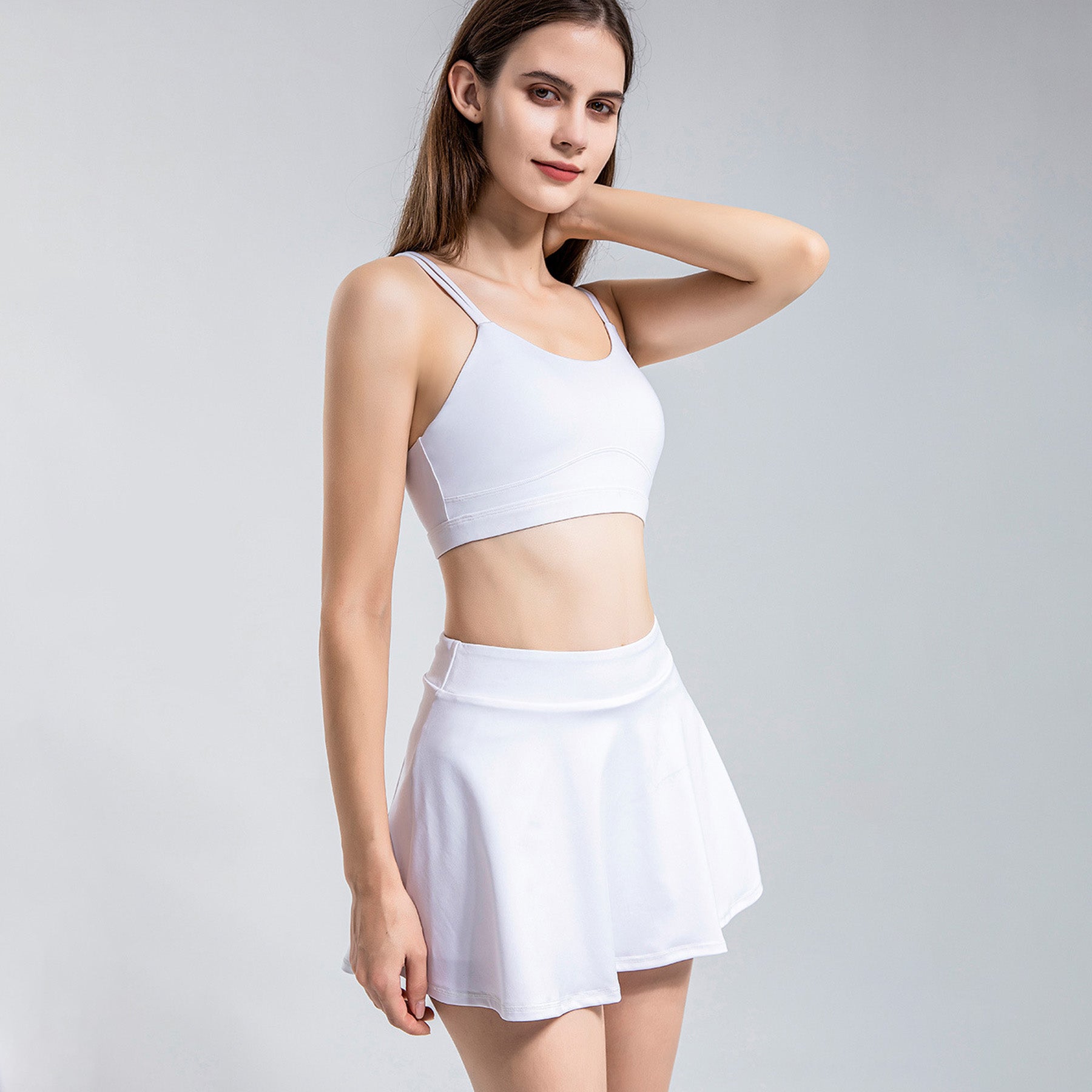 Solid Color Inner Pocket Short Workout Skort - Quaworth
