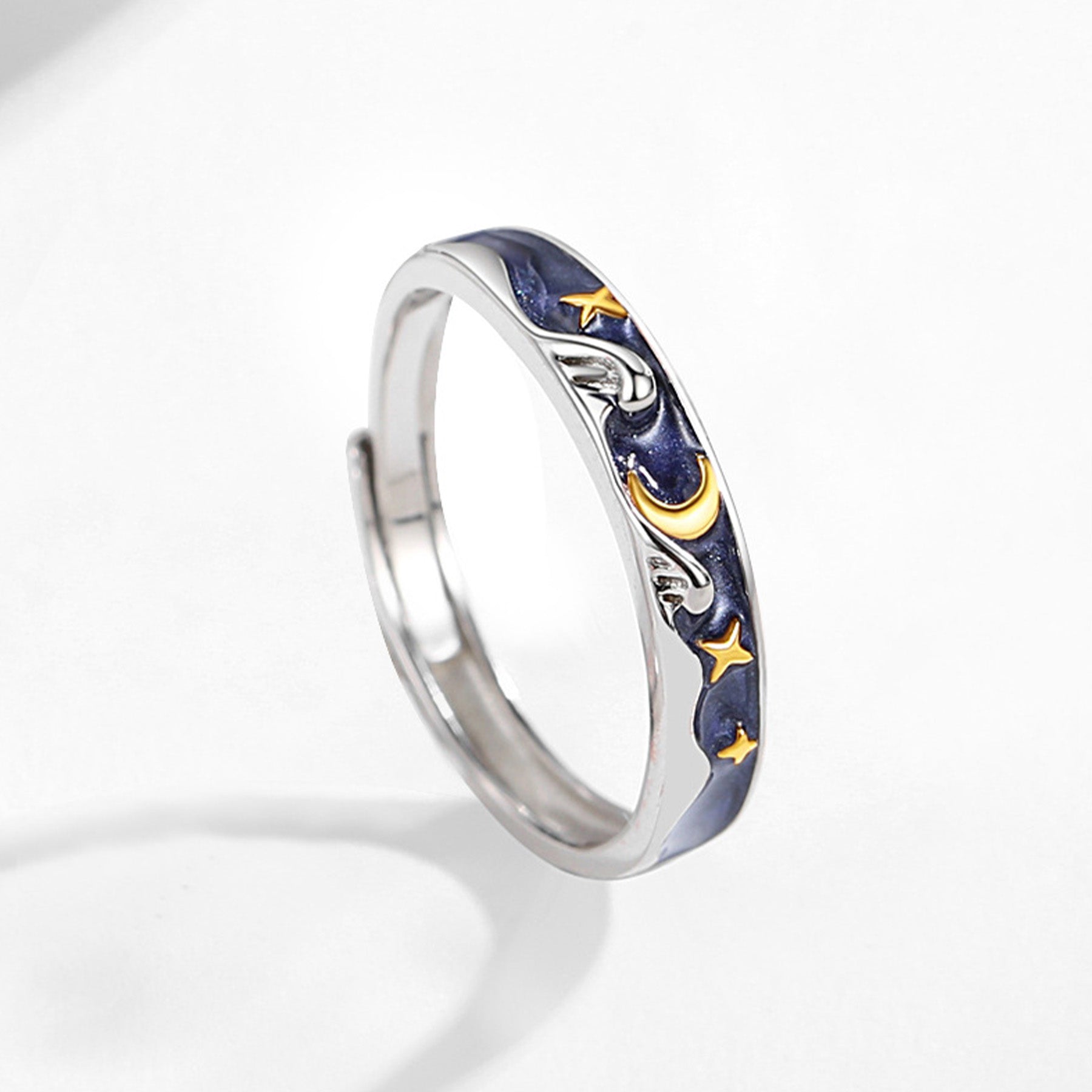 Sterling Silver Sun Moon Adjustable Ring - Quaworth