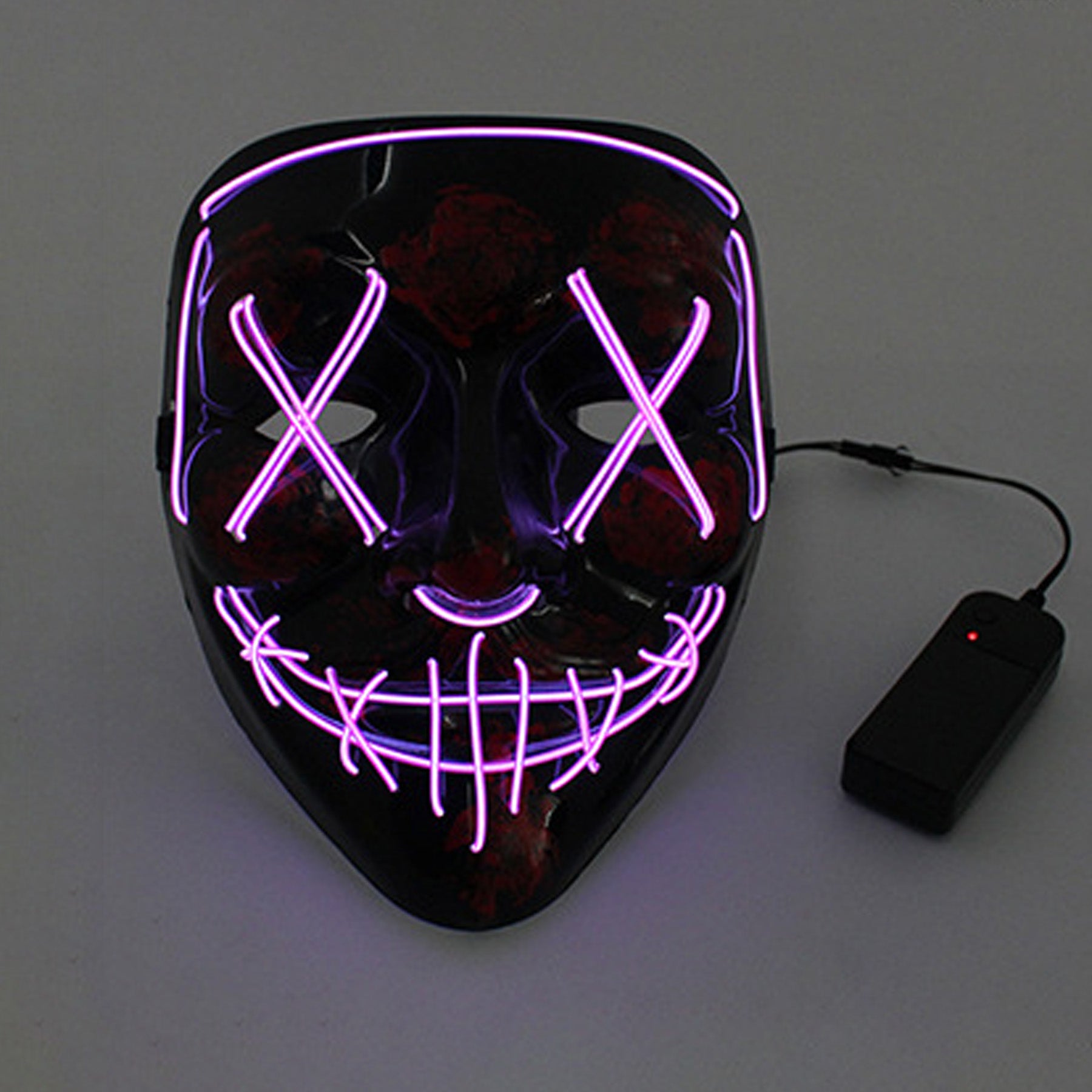 LED Glowing Four Mode Black Plastic Red Paint Vendetta Halloween Mask - Quaworth