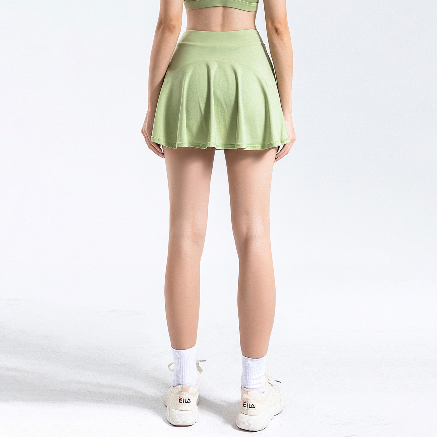 Solid Color Inner Pocket Short Workout Skort - Quaworth